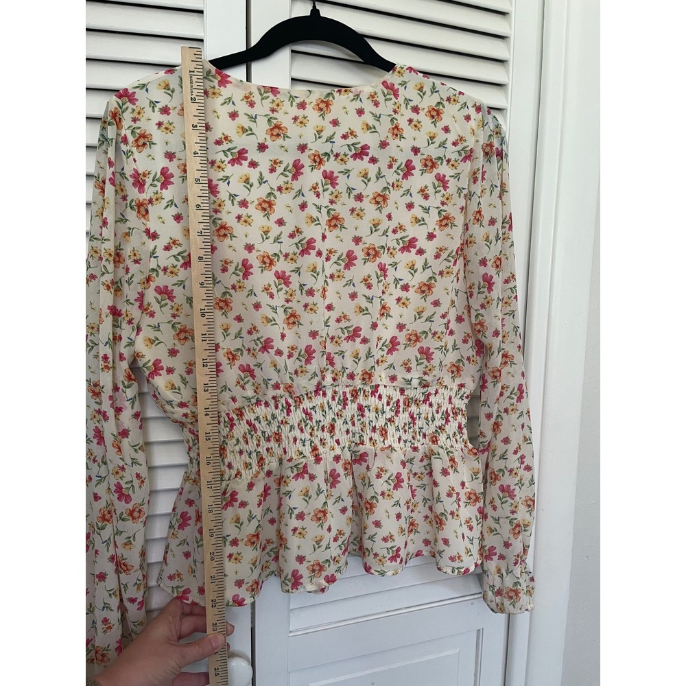 Lost + Wander Floral Smocked Cottagecore Coquette Girlhood Top - Picture 7 of 10
